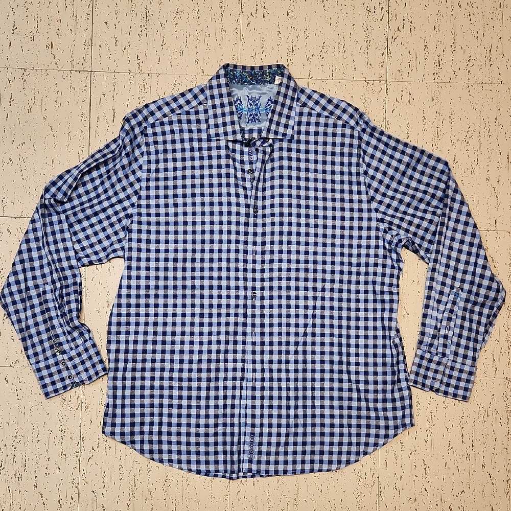 Robert Graham Blue Plaid Button Down Long Sleeve Casual Dress Shirt